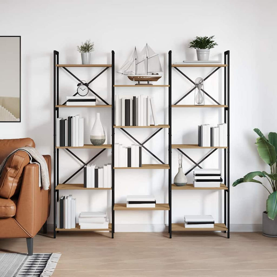 Boekenkast artisanaal eikenkleurig 156 x 25 x 167.5 cm