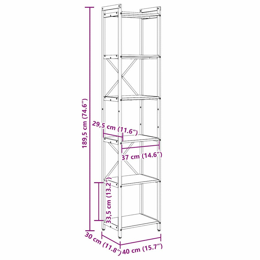 Boekenkast Grijs sonoma 40 x 30 x 188 cm Bewerkt hout