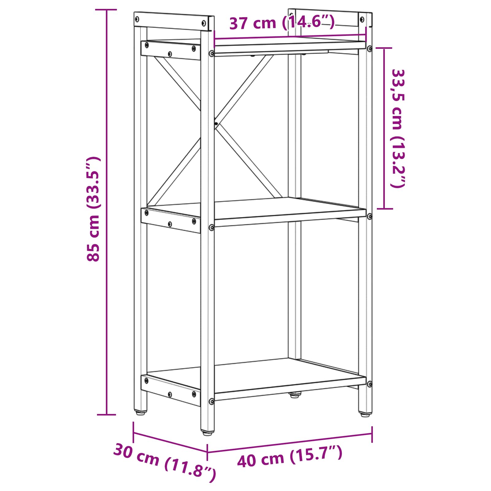 Boekenkast Gerookt eiken 40 x 30 x 85 cm Bewerkt hout