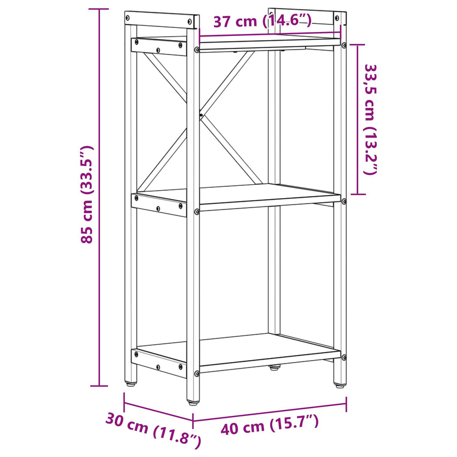 Boekenkast Gerookt eiken 40 x 30 x 85 cm Bewerkt hout