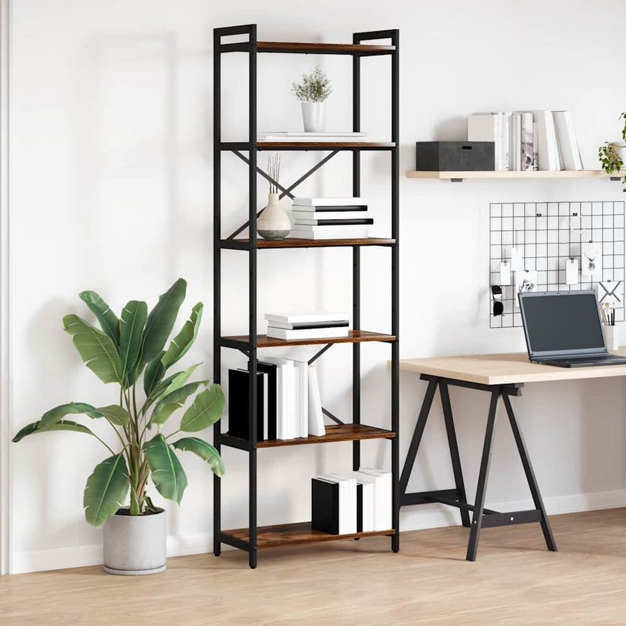 Boekenkast Gerookt eiken 60 x 30 x 188 cm MDF en Staal