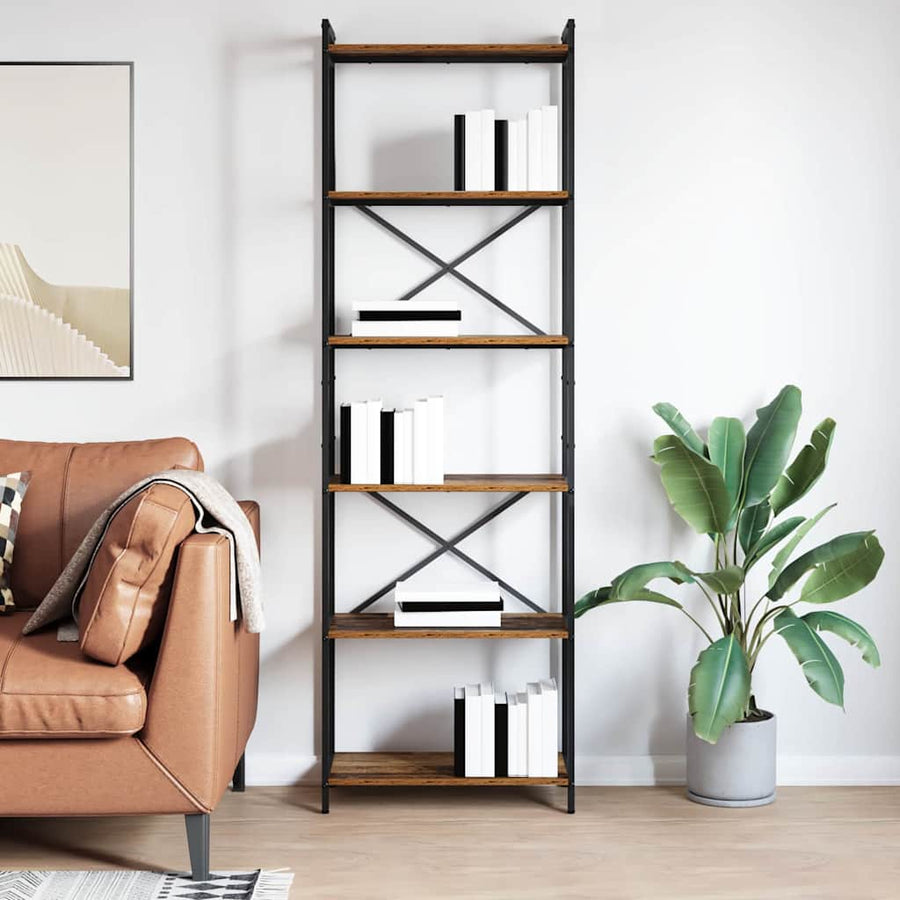 Boekenkast Gerookt eiken 60 x 30 x 188 cm MDF en Staal