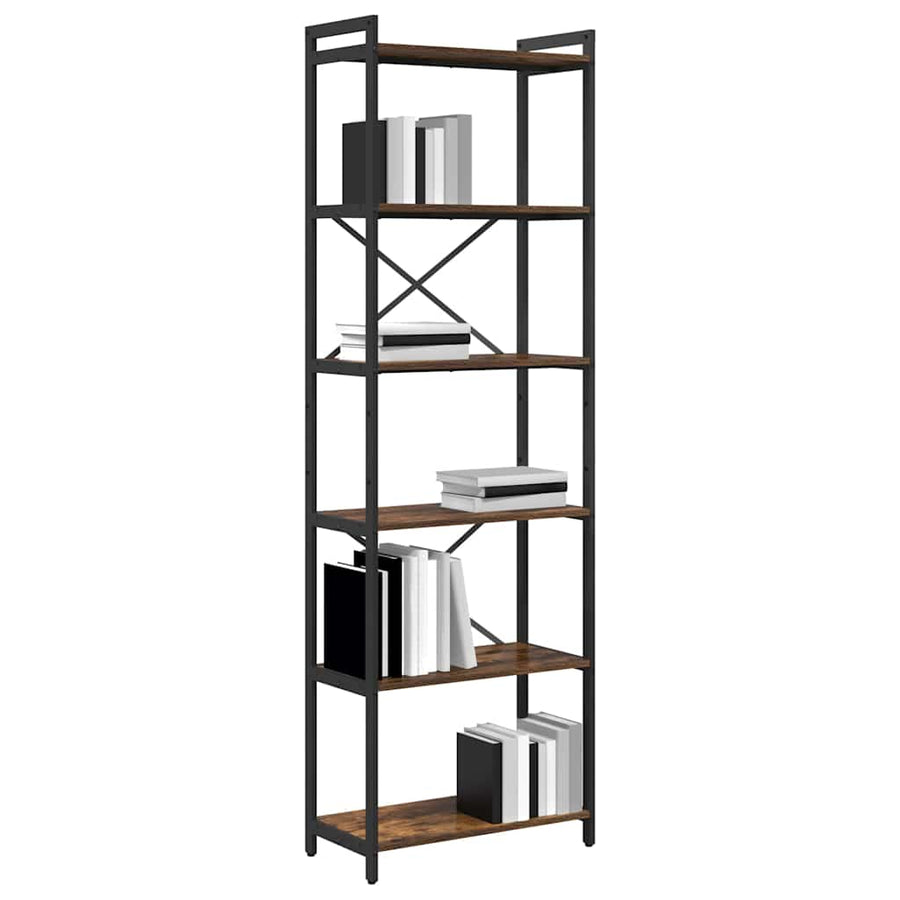 Boekenkast Gerookt eiken 60 x 30 x 188 cm MDF en Staal