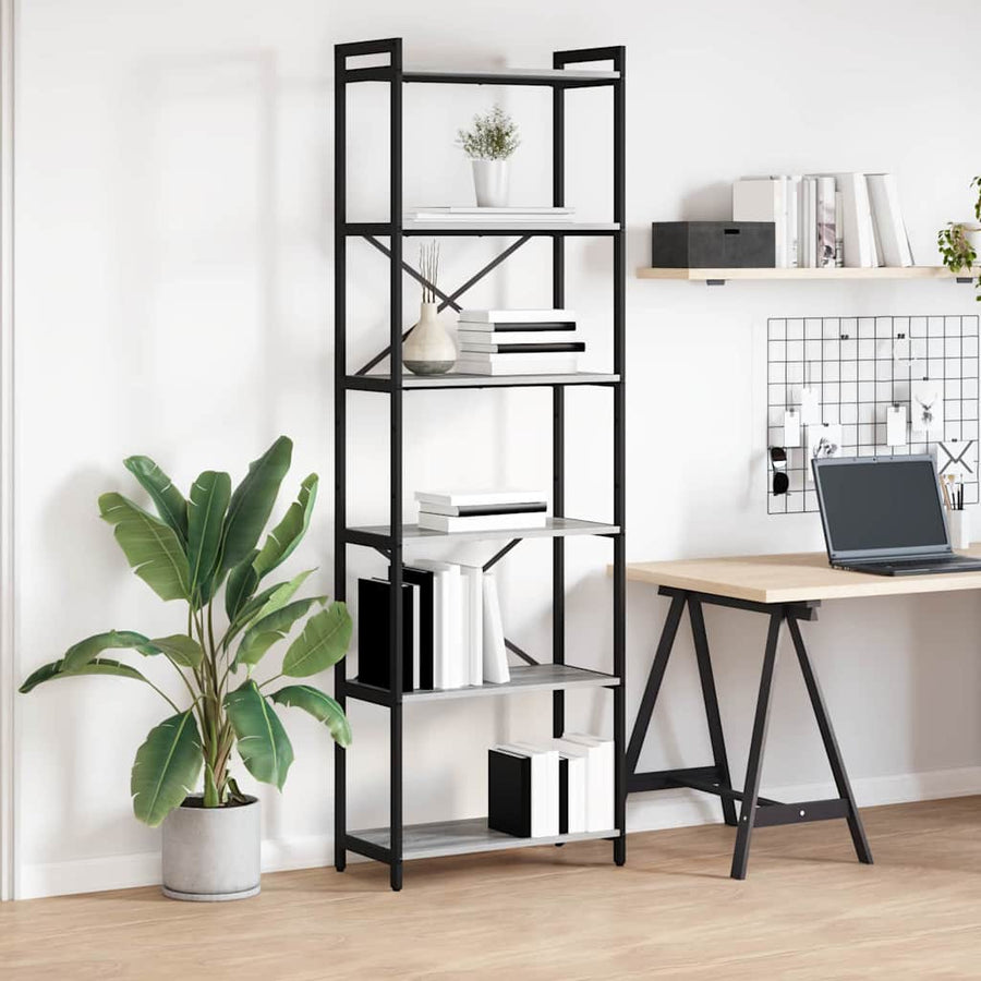 Boekenkast Grijs sonoma 60 x 30 x 188 cm Hout en staal
