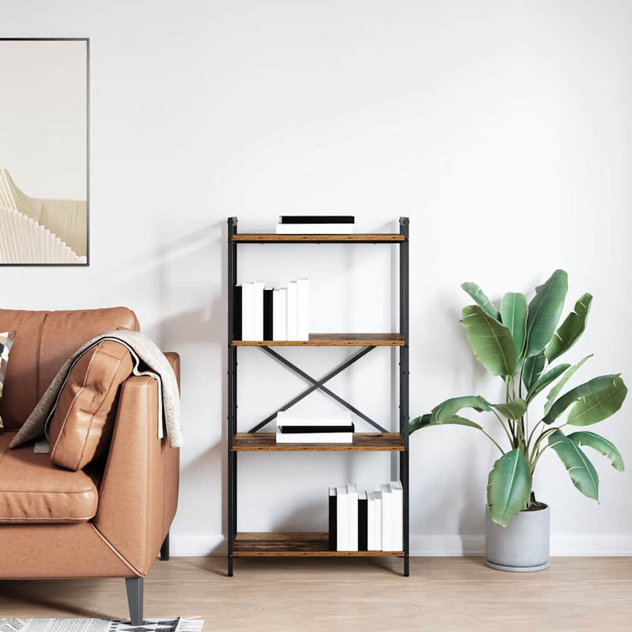 Boekenkast Oud hout 60 x 30 x 118 cm Hout en Staal