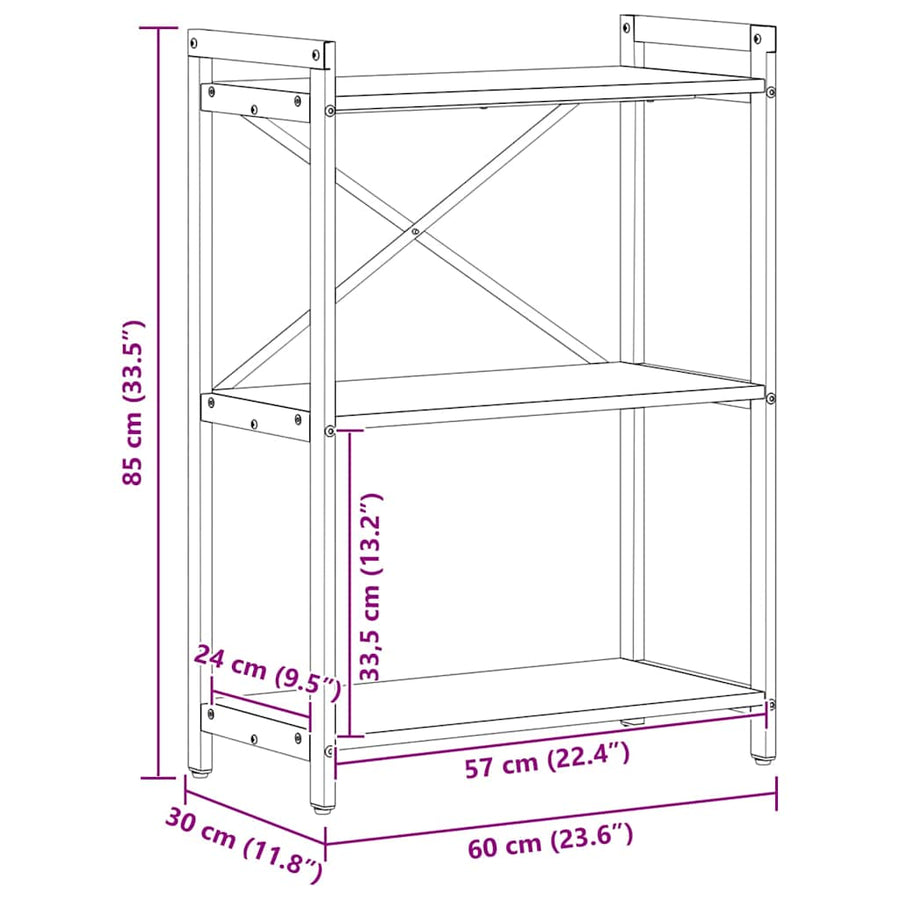 Boekenkast Sonoma eiken 60 x 30 x 83 cm Bewerkt hout