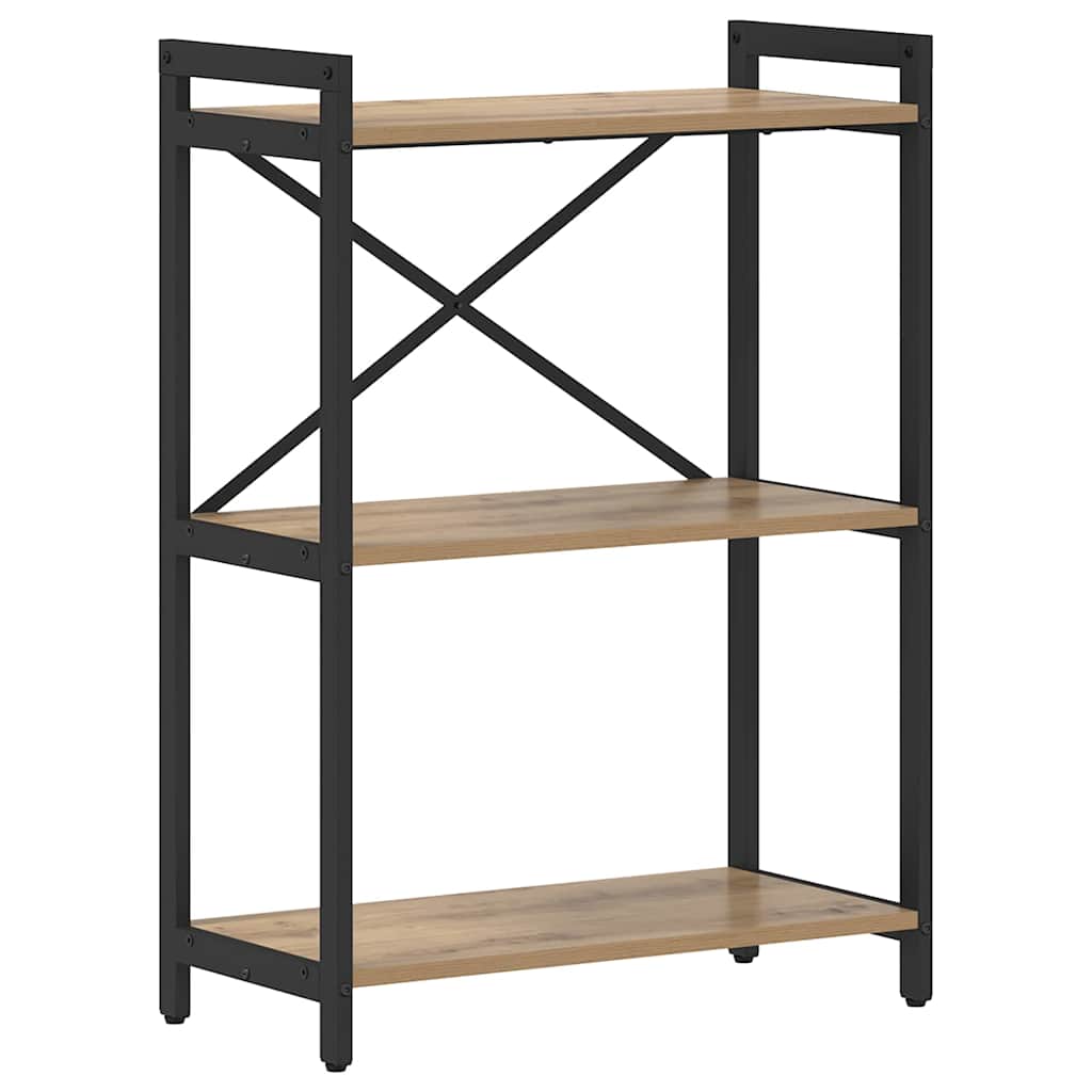 Boekenkast artisanaal eikenkleurig 60 x 30 x 83 cm Bewerkt hout