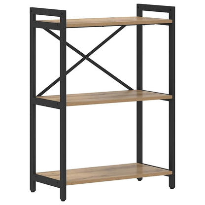 Boekenkast artisanaal eikenkleurig 60 x 30 x 83 cm Bewerkt hout