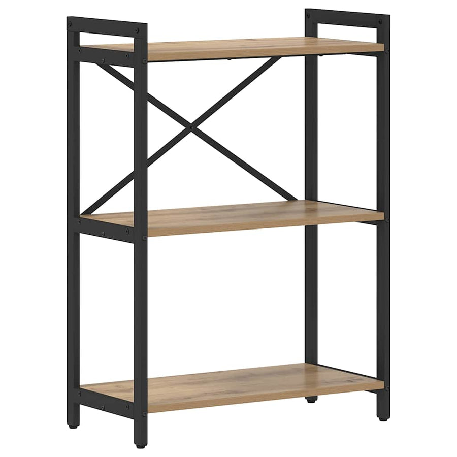 Boekenkast artisanaal eikenkleurig 60 x 30 x 83 cm Bewerkt hout