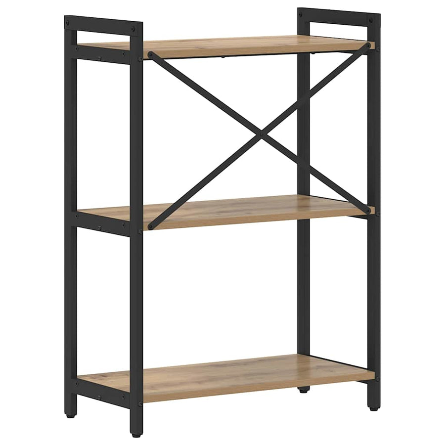 Boekenkast artisanaal eikenkleurig 60 x 30 x 83 cm Bewerkt hout