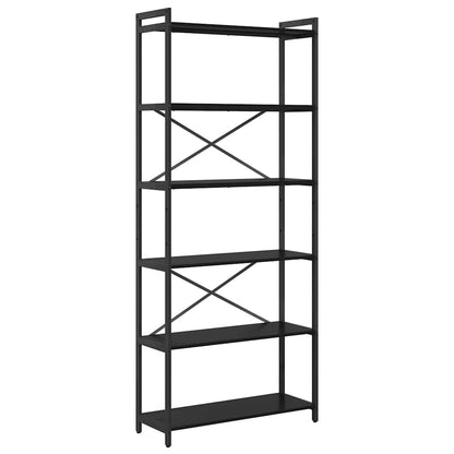 Boekenkast Zwart eiken 80 x 30 x 188 cm Hout en Staal