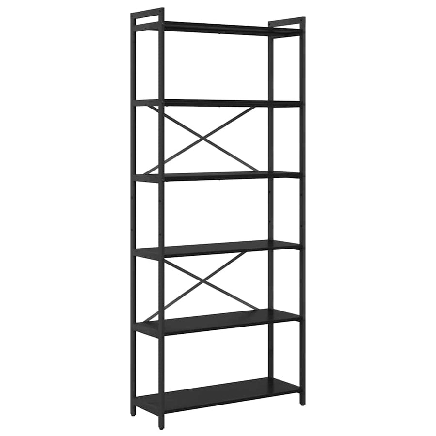 Boekenkast Zwart eiken 80 x 30 x 188 cm Hout en Staal