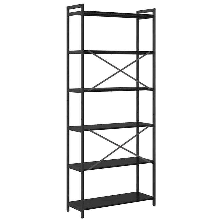 Boekenkast Zwart eiken 80 x 30 x 188 cm Hout en Staal
