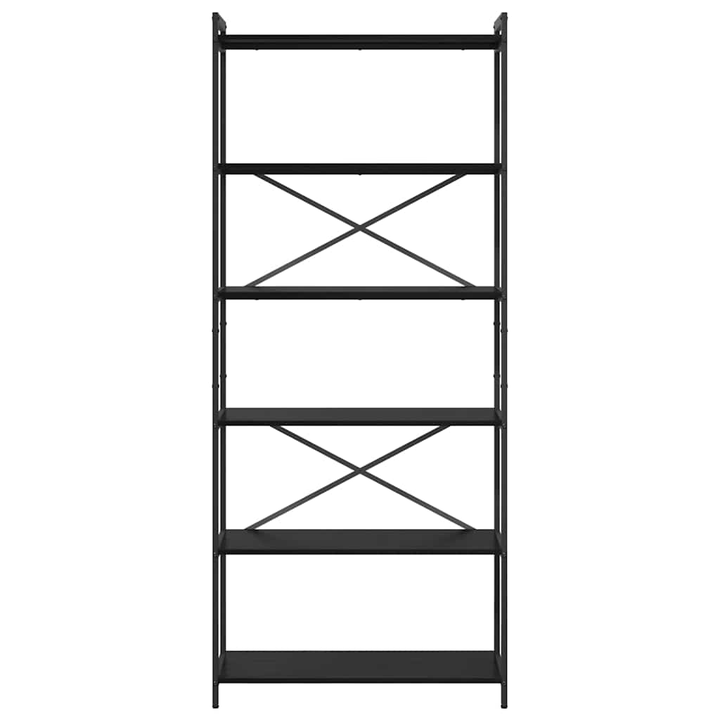 Boekenkast Zwart eiken 80 x 30 x 188 cm Hout en Staal