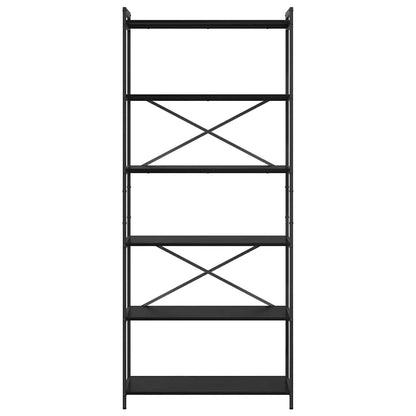 Boekenkast Zwart eiken 80 x 30 x 188 cm Hout en Staal
