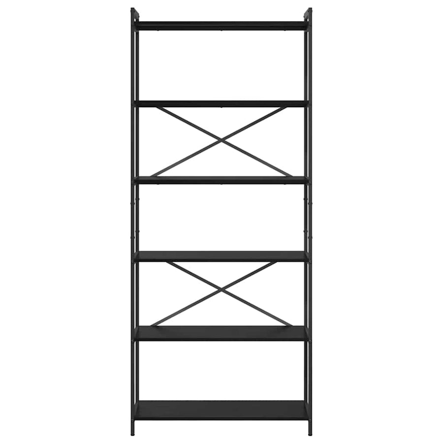 Boekenkast Zwart eiken 80 x 30 x 188 cm Hout en Staal