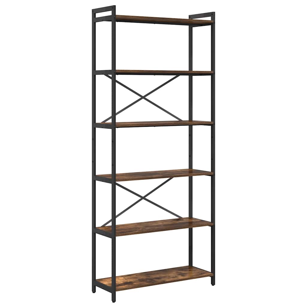 Boekenkast Gerookt eiken 80 x 30 x 188 cm Hout en Staal