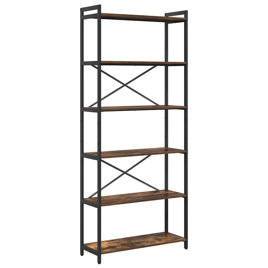 Boekenkast Gerookt eiken 80 x 30 x 188 cm Hout en Staal