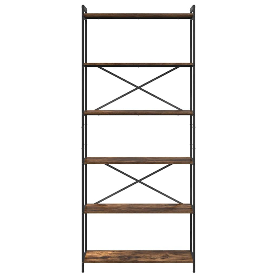 Boekenkast Gerookt eiken 80 x 30 x 188 cm Hout en Staal