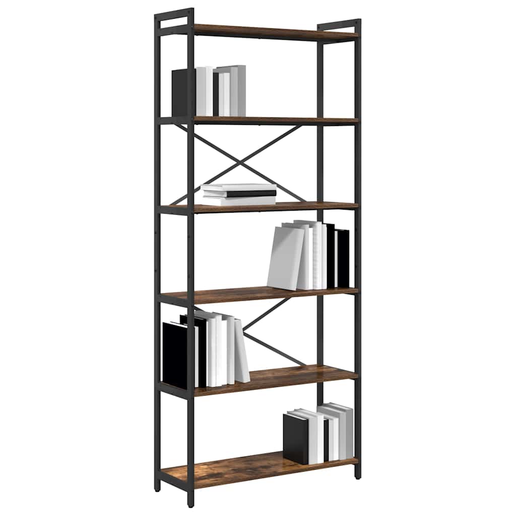 Boekenkast Gerookt eiken 80 x 30 x 188 cm Hout en Staal