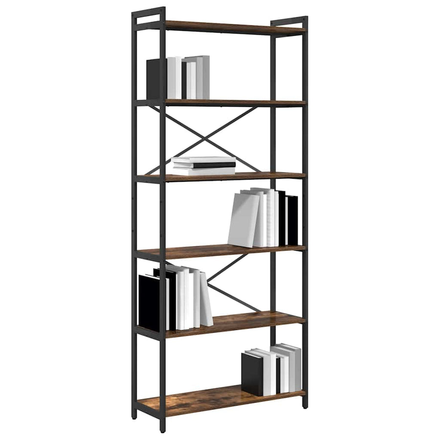 Boekenkast Gerookt eiken 80 x 30 x 188 cm Hout en Staal