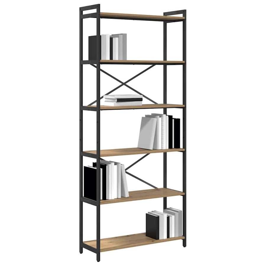 Boekenkast artisanaal eikenkleurig 80 x 30 x 188 cm