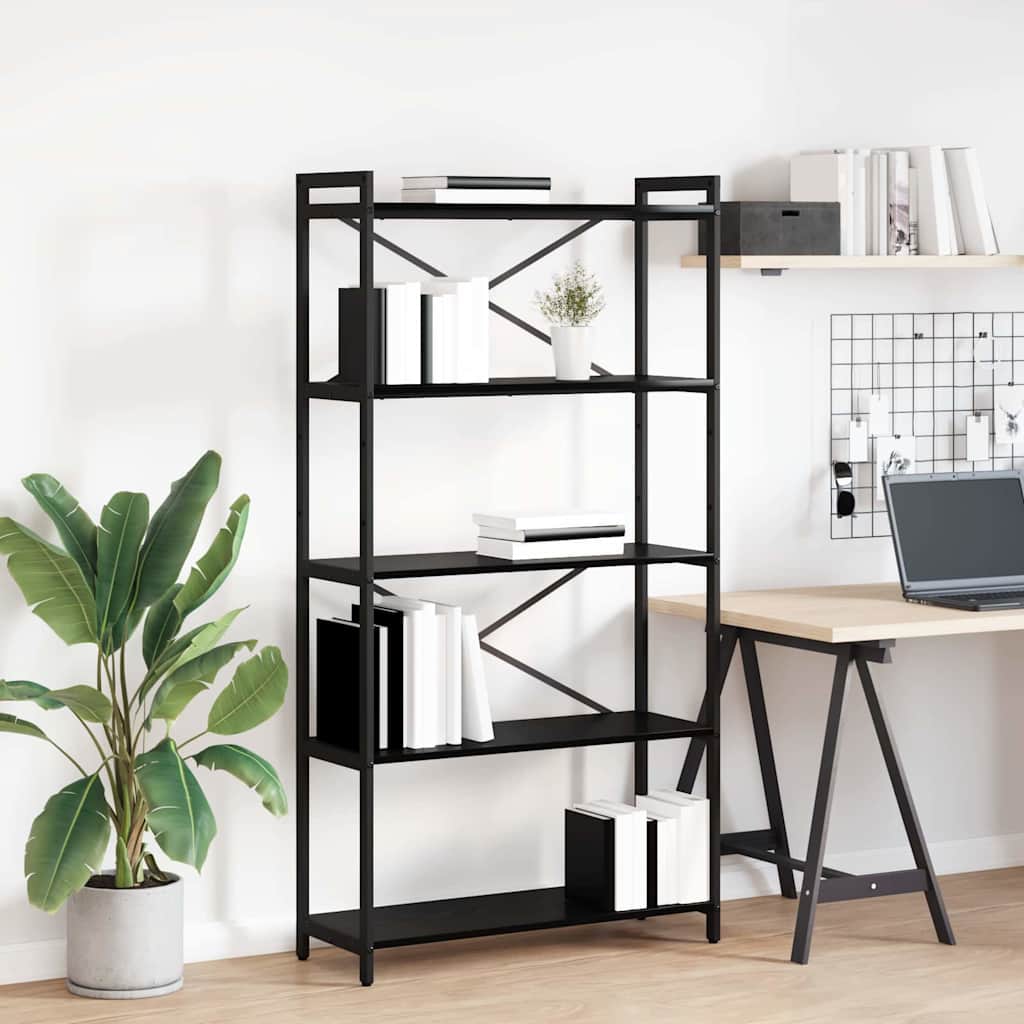 Boekenkast Zwart eiken 80 x 30 x 153 cm Bewerkt hout