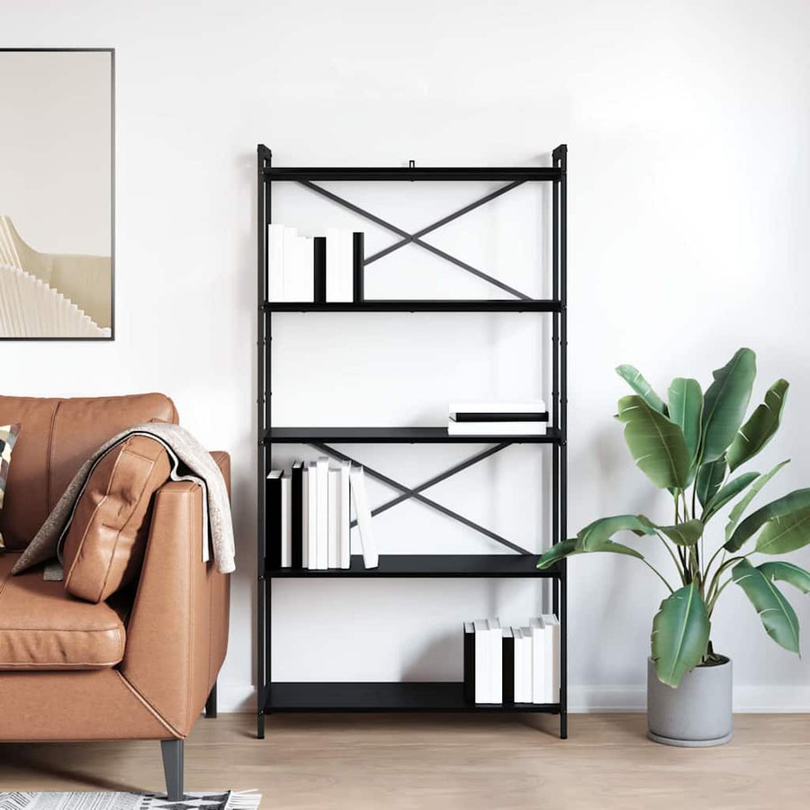 Boekenkast Zwart eiken 80 x 30 x 153 cm Bewerkt hout