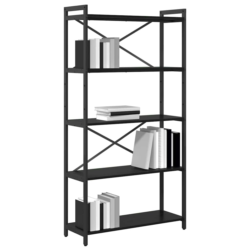 Boekenkast Zwart eiken 80 x 30 x 153 cm Bewerkt hout