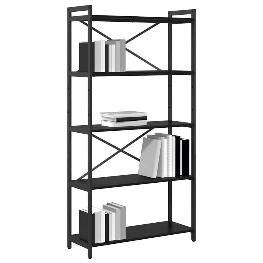 Boekenkast Zwart eiken 80 x 30 x 153 cm Bewerkt hout