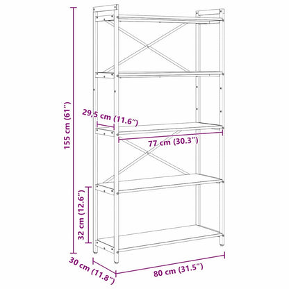 Boekenkast Sonoma eiken 80 x 30 x 153 cm Bewerkt hout