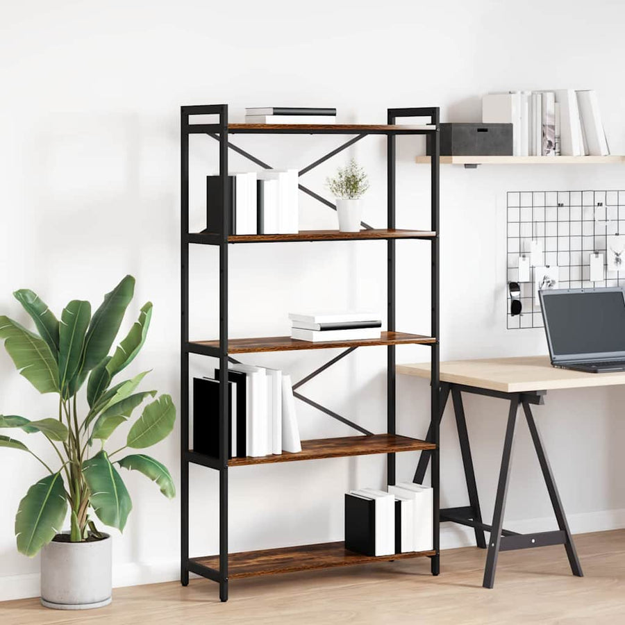 Boekenkast Gerookt eiken 80 x 30 x 153 cm Bewerkt hout