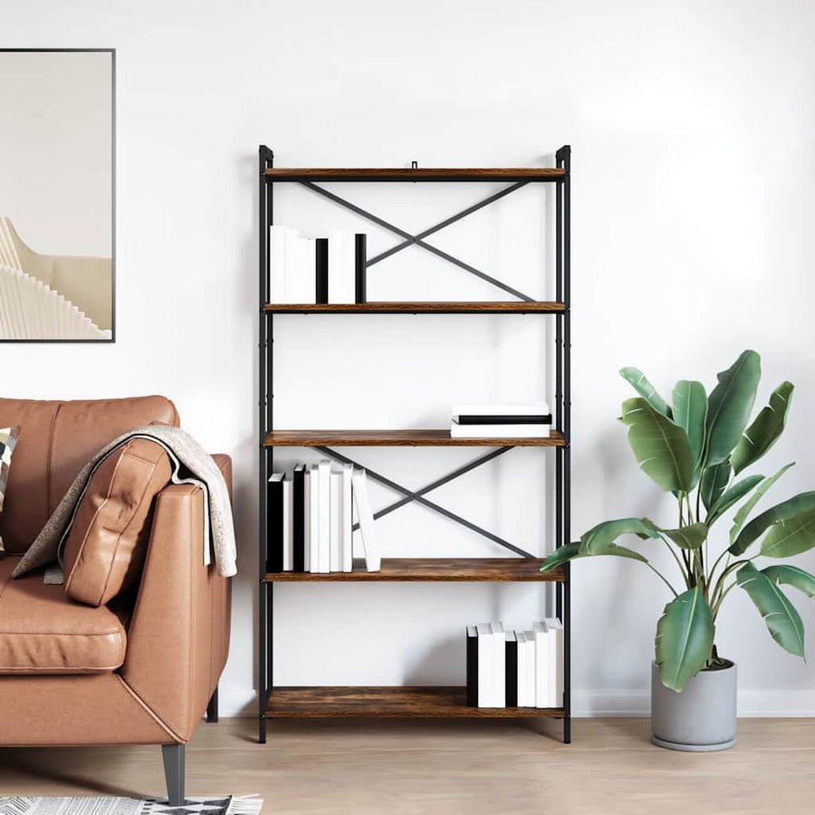 Boekenkast Gerookt eiken 80 x 30 x 153 cm Bewerkt hout