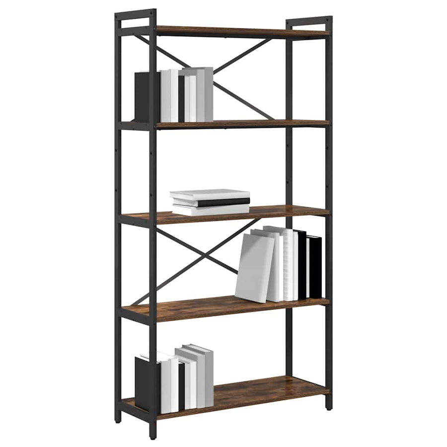 Boekenkast Gerookt eiken 80 x 30 x 153 cm Bewerkt hout