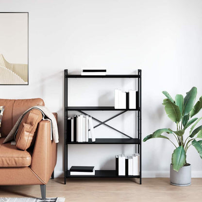 Boekenkast Zwart eiken 80 x 30 x 118 cm Bewerkt hout