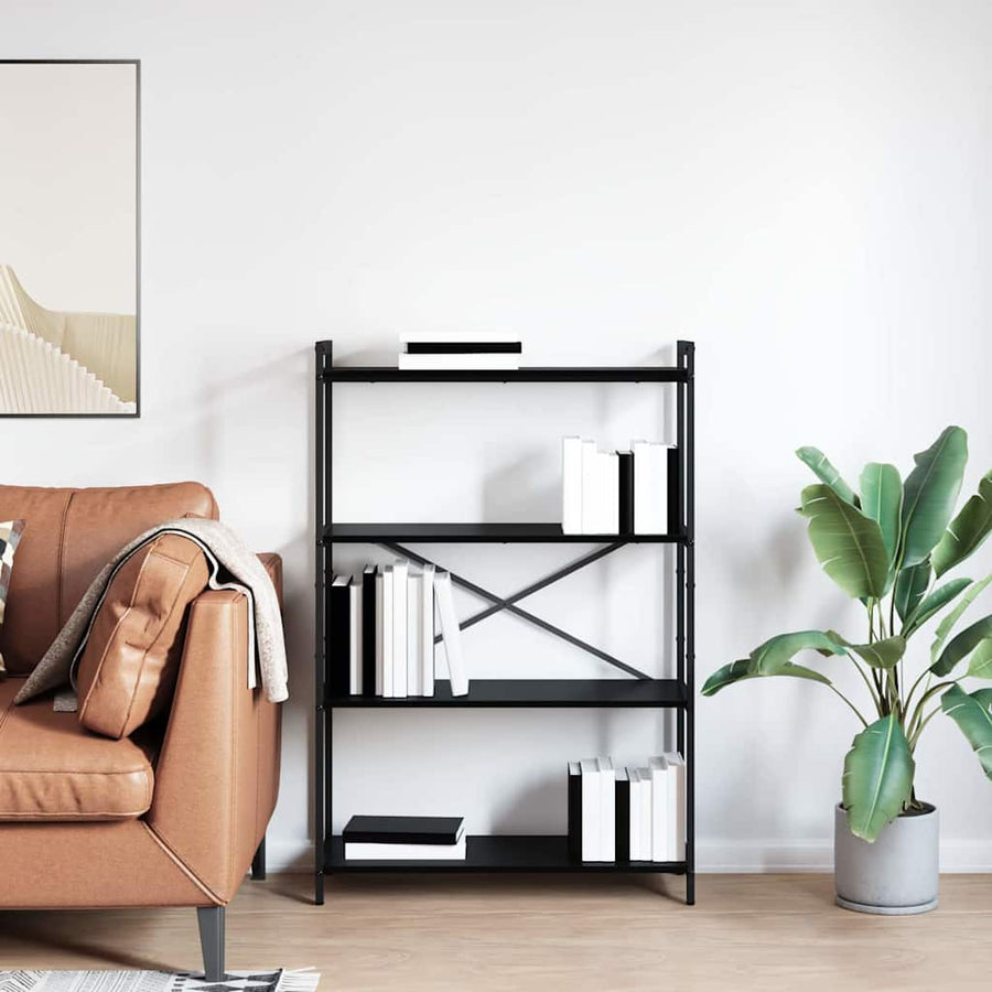 Boekenkast Zwart eiken 80 x 30 x 118 cm Bewerkt hout