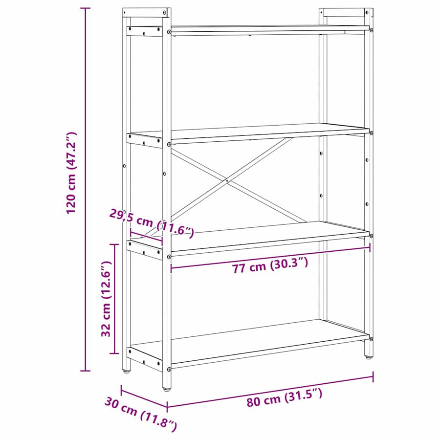 Boekenkast Grijs sonoma 80 x 30 x 118 cm Bewerkt hout