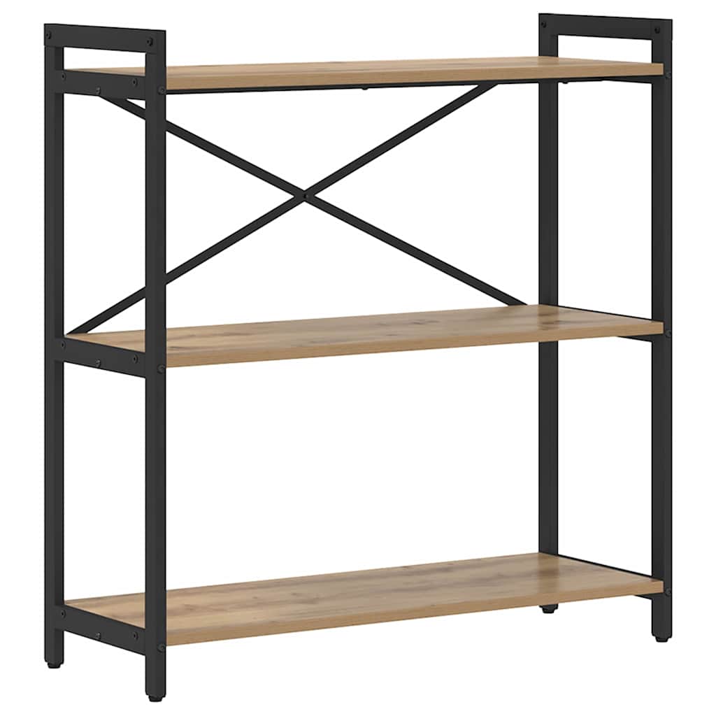 Boekenkast artisanaal eikenkleurig 80 x 30 x 83 cm Bewerkt hout