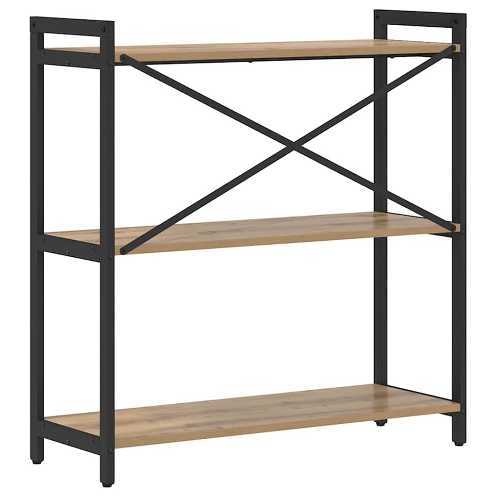 Boekenkast artisanaal eikenkleurig 80 x 30 x 83 cm Bewerkt hout