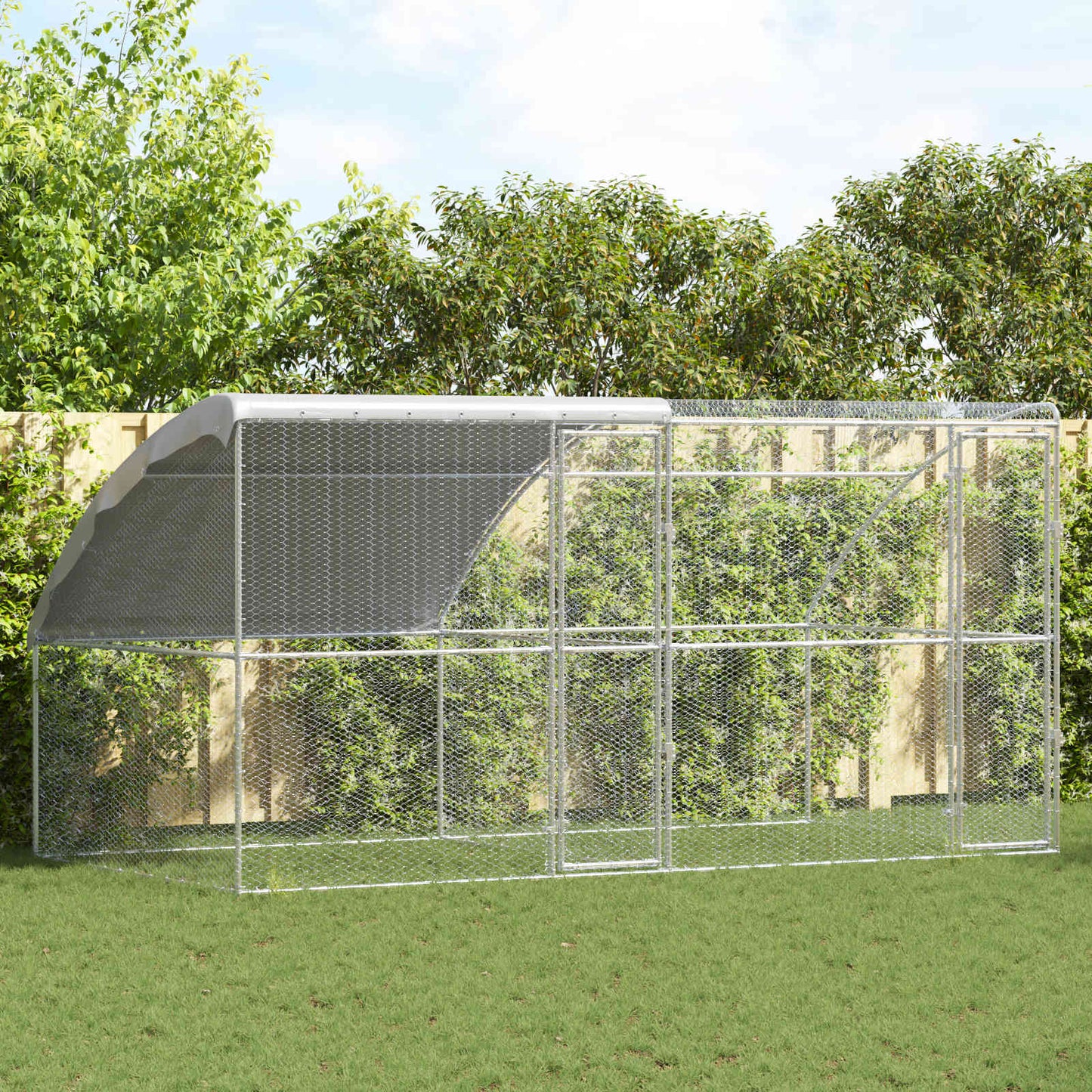 Kippenhok 2 pcs Zilver 400 x 200 x 200 cm Staal en PE