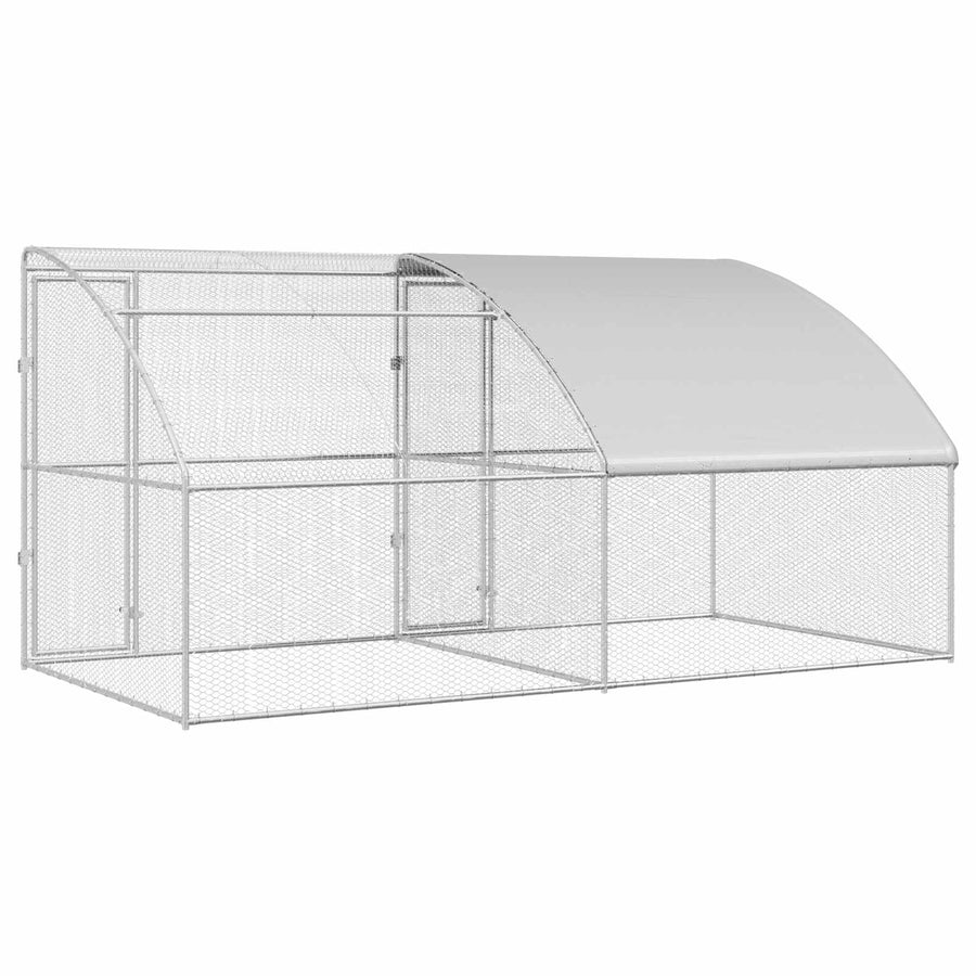Kippenhok 2 pcs Zilver 400 x 200 x 200 cm Staal en PE