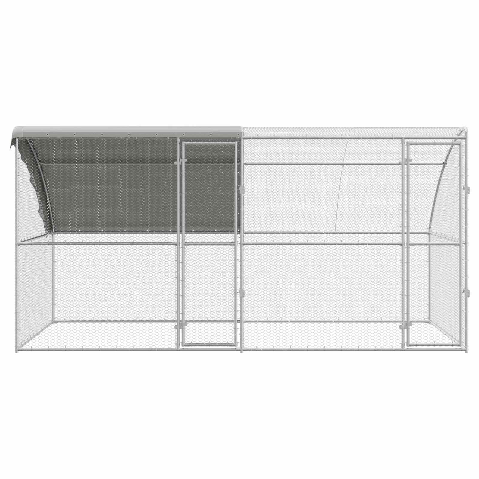 Kippenhok 2 pcs Zilver 400 x 200 x 200 cm Staal en PE