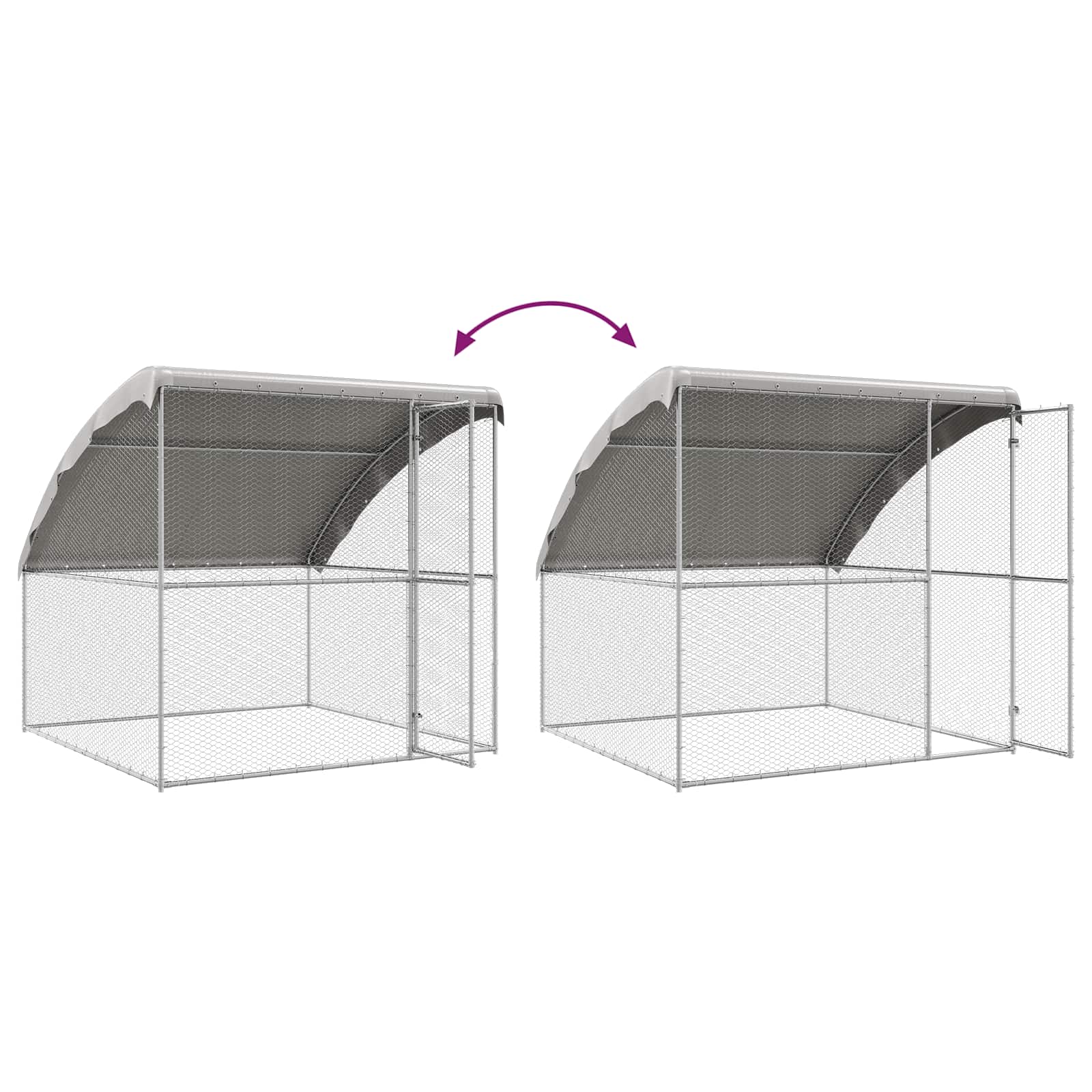 Kippenhok 2 pcs Zilver 400 x 200 x 200 cm Staal en PE