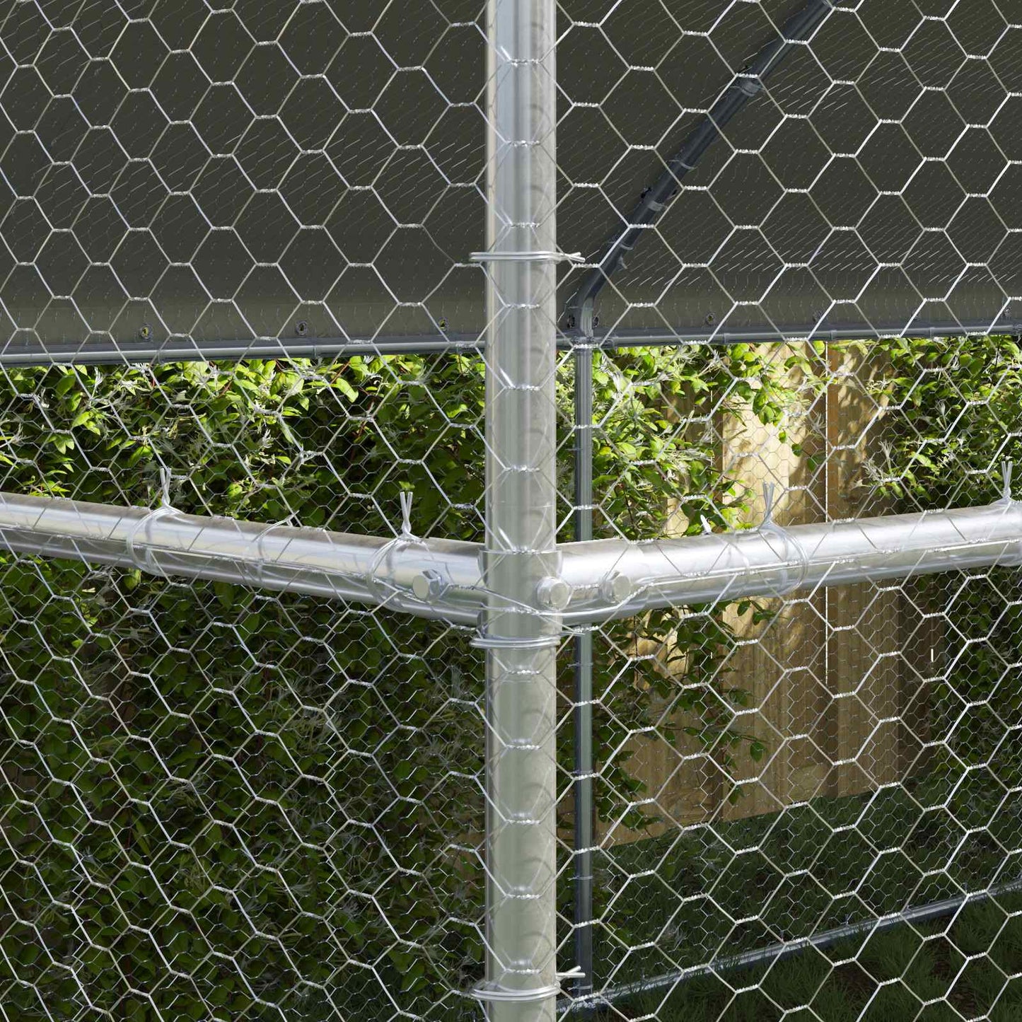 Kippenhok 3 pcs Zilver 600 x 200 x 200 cm Staal en PE