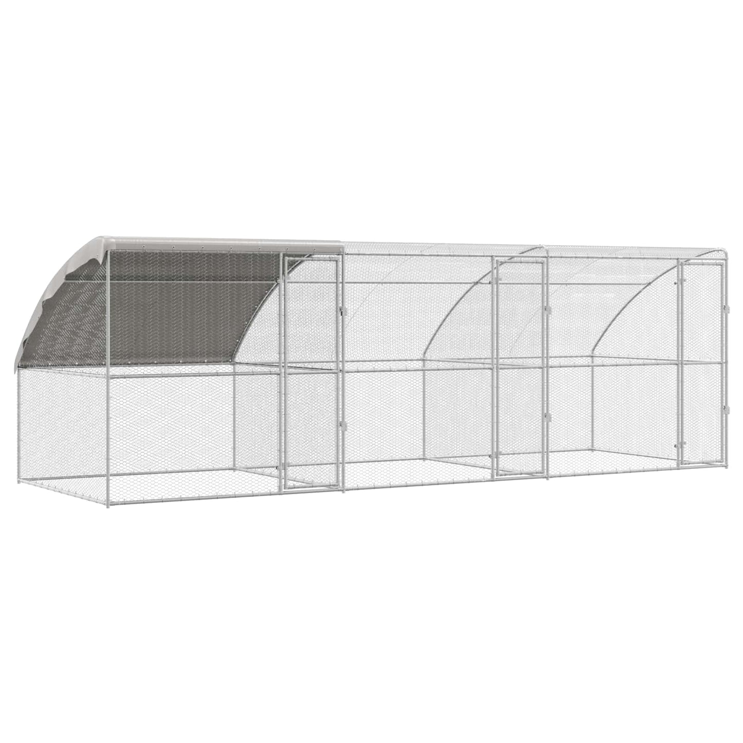 Kippenhok 3 pcs Zilver 600 x 200 x 200 cm Staal en PE