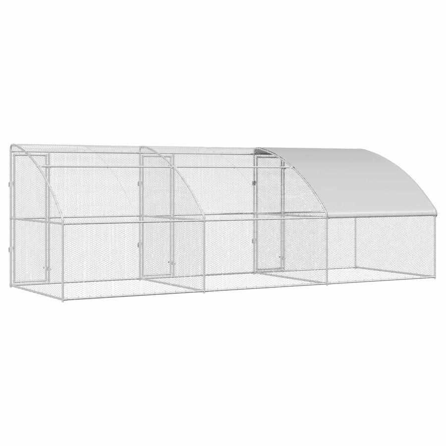 Kippenhok 3 pcs Zilver 600 x 200 x 200 cm Staal en PE