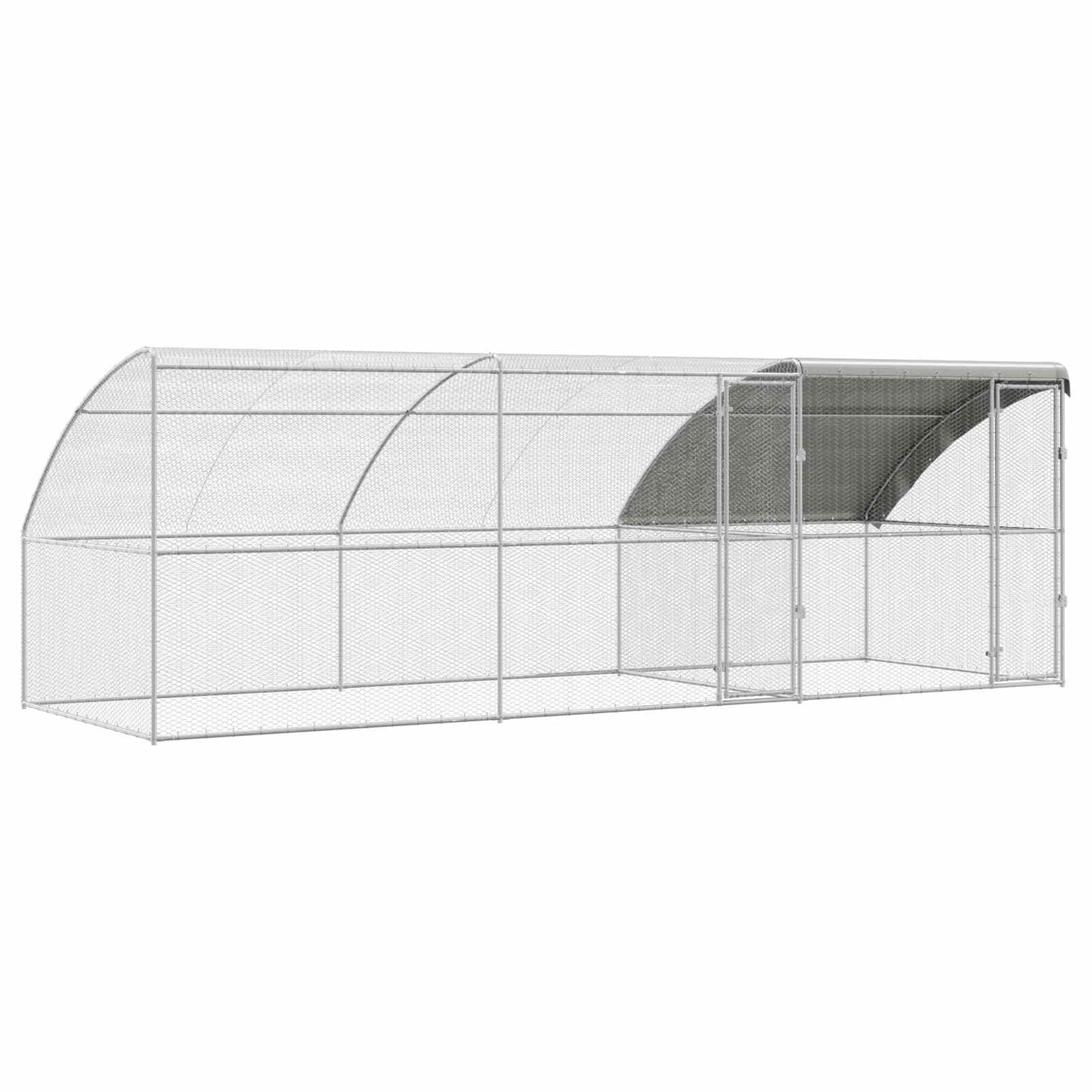 Kippenhok 3 pcs Zilver 600 x 200 x 200 cm Staal en PE