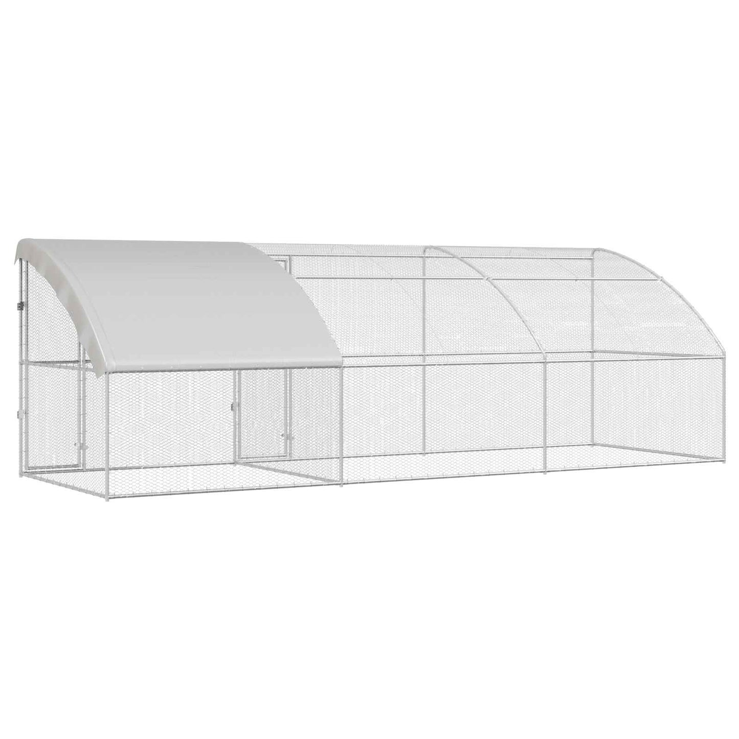 Kippenhok 3 pcs Zilver 600 x 200 x 200 cm Staal en PE