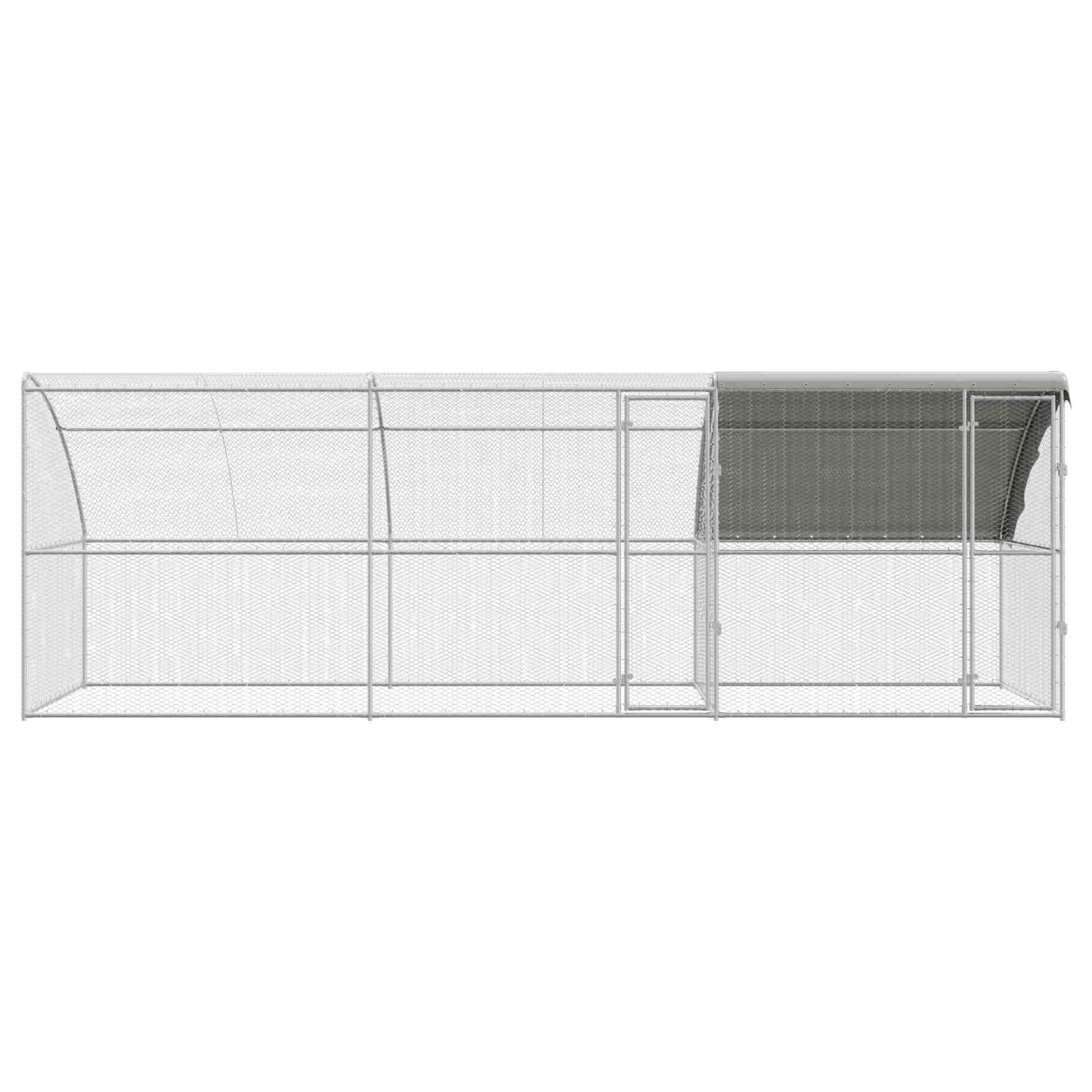 Kippenhok 3 pcs Zilver 600 x 200 x 200 cm Staal en PE