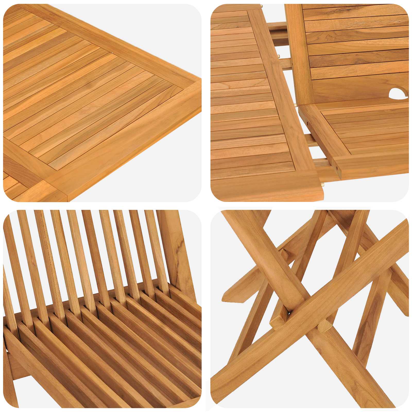 Tuin eettafelset 5 pcs Bruin Massief Teakhout